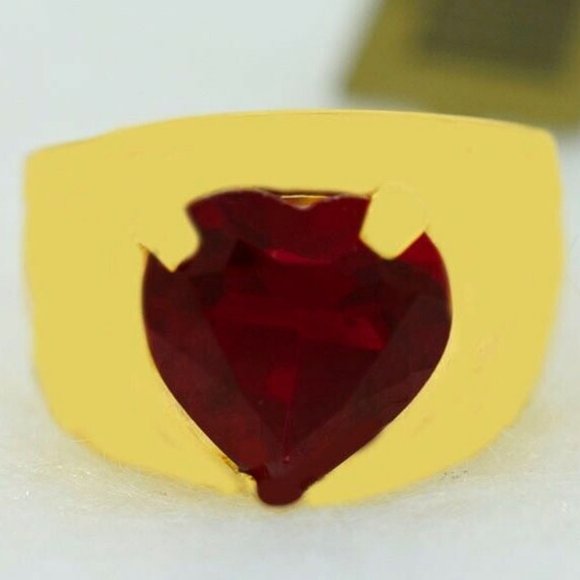 Ruby 4.67 Cts Heart Ring 14K Solid Yellow Gold